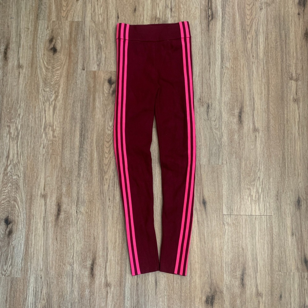 Adidas x Ivy Park ribbed knit skinny leggings in burgundy pink - size s women - Picture 3 of 9